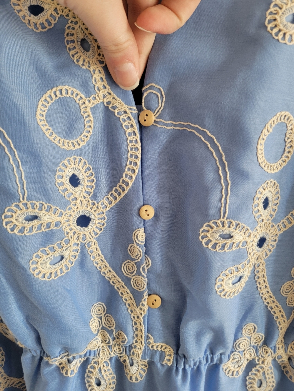 NWT Sam Edelman Short Sleeve Collar Rope-Embroidered Eyelet Maxi Dress Size 14 - Picture 6 of 8